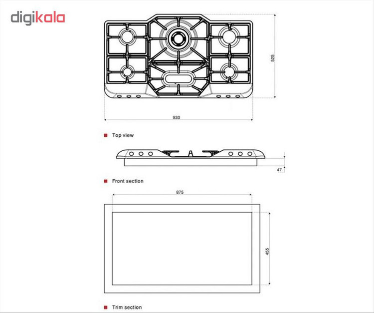 اجاق گاز صفحه ای استیل البرز مدل S-6901