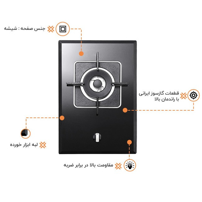 اجاق گاز صفحه ای استیل البرز مدل G1351