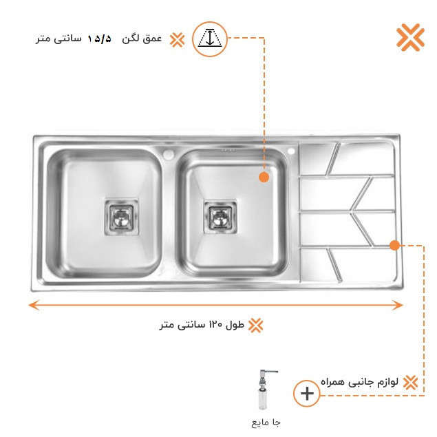 سینک ظرفشویی اخوان مدل 388 توکار