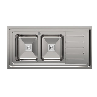 سینک ظرفشویی استیل روکار دو لگنه بیمکث مدل 925