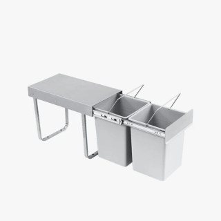 سطل زباله توکار ریلی کابینت دو مخزن 16 لیتری
